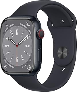 Apple Watch Series 8 [GPS + Cellular, 45 мм] — Корпус из алюминия цвета «Полуночный» со спортивным ремешком цвета «Полуночный», размер M/L (восстановленные).