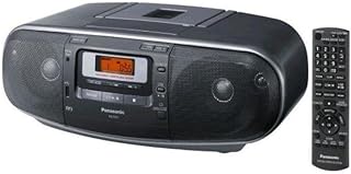 Портативная стереосистема Panasonic RX-D55GC-K Boombox — мощный стереофонический AM/FM-радиоприемник, MP3-CD-проигрыватель, магнитофон с USB-портом и музыкальным портом, 2-полосная акустическая система с 4 динамиками (черная)