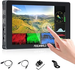Сенсорный монитор FEELWORLD F7 Plus для полевых камер, 7 дюймов, высокая яркость 1200 нит, разрешение 1920x1200, IPS-матрица, HDMI 2.0, 3D LUT, HDR, волновой анализ, с внешним источником питания F970 для фототехники Sony, Canon, Nikon, Fuji.