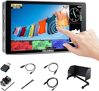 Сенсорный монитор FEELWORLD P6XL для фотокамер, 6 дюймов, яркость 1200 нит, встроенный аккумулятор, алюминиевый корпус, разрешение 1920x1080, IPS-матрица, 3D LUT, HDR, волновая форма, подходит для цифровых зеркальных камер Sony, Canon, Nikon, Fuji.