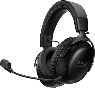 HyperX Cloud III S – беспроводная игровая гарнитура для различных платформ, 2,4 ГГц, Bluetooth, время автономной работы до 120 часов. 2,4 ГГц / 200 часов Bluetooth, 53-мм угловые динамики, съемный микрофон – черная.