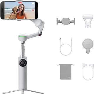 Insta360 Flow 2 Pro Creator Bundle Grey - складной стабилизатор для телефона с искусственным интеллектом, док-станция Apple DockKit, отслеживание панорамирования на 360º, режим свободного наклона, встроенный штатив/селфи-палка, портативный стабилизатор для видеоблогов/путешествий, прожектор, MagSafe