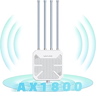WAVLINK AX1800 Уличный усилитель Wi-Fi сигнала с большим радиусом действия, всепогодный, с PoE, двухдиапазонный 2,4/5 ГГц, поддержка режимов AP/ретранслятор/маршрутизатор для фермы