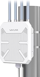 Уличный усилитель сигнала WiFi 6 WAVLINK AX1800, беспроводная точка доступа для наружного использования, усилитель сигнала WiFi дальнего действия с PoE, защита от атмосферных воздействий IP67, 4 антенны с высоким коэффициентом усиления 8 дБи, для фермы, двора, кемпинга, беседки.