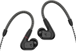 Аудиофильские внутриканальные наушники Sennheiser Consumer Audio IE 200 — преобразователи TrueResponse для нейтрального звучания, мощные басы, съемный плетеный кабель с гибкими заушными креплениями — черные
