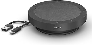 Jabra Speak2 40 — портативный спикерфон с 4 микрофонами с шумоподавлением, 50-мм широкополосными динамиками для чистого звука, разъемами USB-A/USB-C — сертифицирован для использования в Microsoft Teams — темно-серый