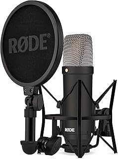 Конденсаторный микрофон RØDE NT1 Signature Series с амортизирующим креплением SM6 и поп-фильтром — черный.