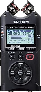 Портативный 4-дорожечный полевой рекордер TASCAM DR-40X — 2 входа XLR/TRS, USB-аудиоинтерфейс, два регулируемых микрофона для стереозаписи музыки, видео и подкастов.