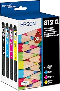 Комплект из 812 картриджей Epson DURABrite Ultra Ink высокой емкости (черный и цветной, T812XL-XCS) совместим с принтерами Workforce Pro WF-7310, WF-7820, WF-7840, Workforce EC-C7000.