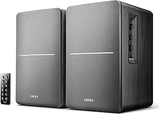 Активные полочные акустические системы Edifier R1280DB с Bluetooth — оптический вход — беспроводные студийные мониторы — 4-дюймовый динамик ближнего поля — 42 Вт RMS — отделка под дерево (черный)