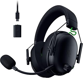Беспроводная игровая гарнитура Razer BlackShark V3 для Xbox: 50-мм динамики, сверхширокополосный микрофон, 2,4 ГГц, Bluetooth, USB, совместима с ПК, Mac, PS5, Nintendo Switch, смартфонами, длительное время автономной работы, черный цвет.