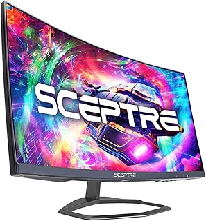Игровой изогнутый монитор Sceptre 24,5 дюйма, до 240 Гц, 1080p, R1500, 1 мс, DisplayPort x2, HDMI x2, Blue Light Shift, встроенные динамики, цвет Machine Black, 2023 год (C255B-FWT240)
