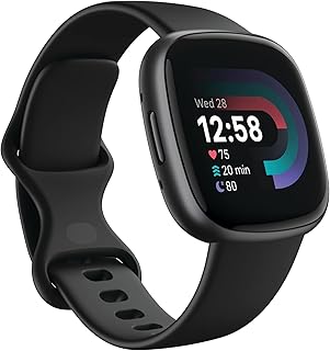 Фитнес-смарт-часы Fitbit Versa 4 с функцией ежедневной готовности, GPS, круглосуточным измерением пульса, более чем 40 режимами тренировок, отслеживанием сна и многим другим, черный/графитовый цвет, один размер (ремешки размеров S и L в комплекте).