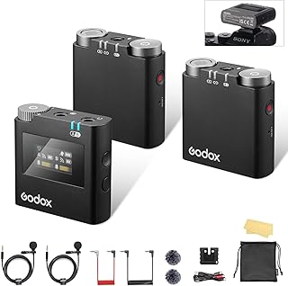 GODOX 【Новейшая модель 2025 года】 Беспроводной петличный микрофон Virso S M2, комплект микрофона для камер Sony с креплением на горячий башмак Sony, двухканальный, 2,4 ГГц, поворот экрана, шумоподавление, для интервью, для начинающих