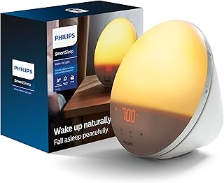 Philips SmartSleep Wake-up Light, имитация цветного восхода и заката, 5 звуков природы, FM-радио и лампа для чтения, функция повтора сигнала касанием, модель HF3520/60
