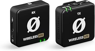 Беспроводная ультракомпактная микрофонная система RØDE Wireless ME со встроенными микрофонами, технологией GainAssist и радиусом действия 100 м для киносъемки, интервью и создания контента.