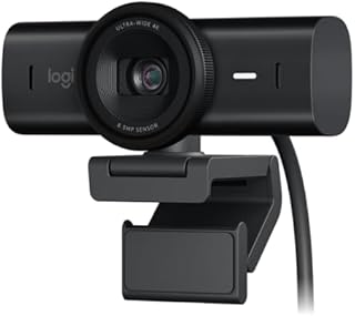 Веб-камера Logitech MX Brio Ultra HD 4K для потоковой передачи, 1080p при 60 кадрах в секунду, USB-C, защитная крышка для веб-камеры, совместима с Microsoft Teams, Zoom, Google Meet — черная (восстановленная).