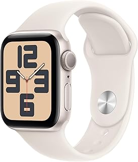Смарт-часы Apple Watch SE (2-го поколения) [GPS 40 мм] с алюминиевым корпусом Starlight и спортивным ремешком Starlight размера S/M. Функции: отслеживание физической активности и сна, обнаружение столкновений, мониторинг сердечного ритма, дисплей Retina.