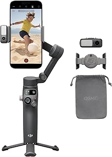 Стабилизатор DJI Osmo Mobile 7P для iPhone, Android, встроенное отслеживание, подсветка, 3-осевой подвес для телефона, быстрый запуск, редактирование одним касанием, встроенная удлинительная штанга и штатив, 10 часов работы, зарядка телефона.