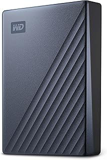 Внешний портативный жесткий диск WD My Passport Ultra 5 ТБ, синий, с программным обеспечением для резервного копирования, защитой от программ-вымогателей и паролем, разъемами USB-C и USB 3.1 - WDBFTM0050BBL-WESN