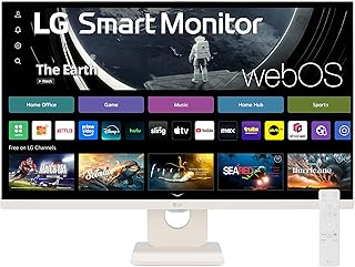 Смарт-монитор LG 27SR50F-W, 27-дюймовый FHD (1920x1080) IPS-дисплей, webOS 23, HDR 10, 2 встроенных динамика, AirPlay 2, функция совместного использования экрана, Bluetooth, приложение ThinQ, пульт дистанционного управления, белый.