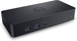 Универсальная док-станция Dell D6000S, оснащена разъемами USB-C/USB-A PowerShare, позволяет подключать до трех 4K-дисплеев, имеет светодиодный индикатор, черный цвет.
