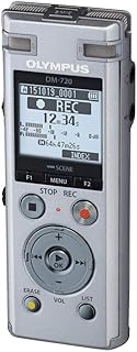 Диктофон OM SYSTEM OLYMPUS DM-720 с 4 ГБ памяти, слотом для карты Micro SD, USB-зарядкой, прямым подключением к ПК, режимом транскрипции, серебристый.