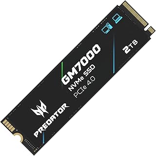 SSD-накопитель Predator M.2 2 ТБ GM7000 с DRAM-кэшем NVMe 1.4 2280 PCIe Gen4×4 Ultra high Speed ​​(максимальная скорость чтения: 7400 МБ/с, максимальная скорость записи: 6700 МБ/с) 3D NAND TLC, внутренний SSD, совместимый с PS5 Pro - BL.9BWWR.106