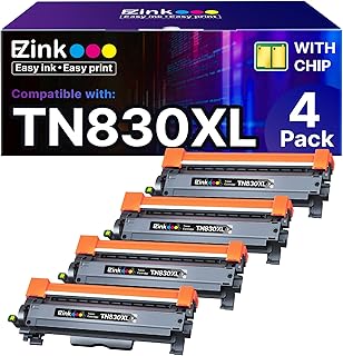 Совместимые картриджи с тонером E-Z Ink для принтеров Brother TN830XL ​​TN 830 TN830, а также для принтеров HL-L2460DW DCP-L2640DW HL-L2480DW HL-L2400D HL-L2405W MFC-L2820DW (4 черных картриджа).