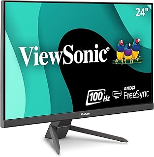 Игровой монитор ViewSonic VX2467-MHD 24 дюйма, разрешение 1080p, частота обновления 100 Гц, время отклика 1 мс, ультратонкие рамки, FreeSync, функция Eye Care, разъемы HDMI, VGA и DP.