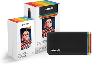 Polaroid Hi-Print + Paper Bundle - Карманный фотопринтер 2x3 с Bluetooth-подключением, черный + 40 фотографий (6439)