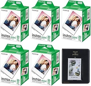 Фотопленка для моментальной фотокамеры Fujifilm Instax Mini: 100 снимков (10 листов x 10 дюймов) в комплекте с фотоальбомом Slinger 64 Pocket Mini Instax, черный - запечатлейте воспоминания в любое время и в любом месте.