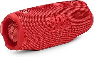 JBL Charge 6 — портативная водонепроницаемая и ударопрочная Bluetooth-колонка, мощный профессиональный звук с функцией усиления звука с помощью ИИ, 28 часов воспроизведения, встроенный повербанк и прочный/съемный ремешок для переноски (красный).