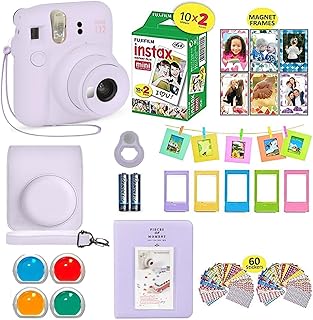 Фотоаппарат Fujifilm Instax Mini 12 в фиолетовом цвете, 20 листов фотопленки, чехол для переноски, аксессуары для затвора.