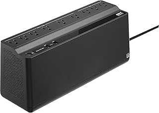 Источник бесперебойного питания APC BE850G2 с защитой от перенапряжения и резервным питанием от батареи, 850 ВА, с двумя портами USB для зарядки.