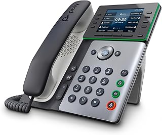 Настольные IP-телефоны Poly Edge E350 (Plantronics + Polycom) – Простая установка, входящий в комплект Wi-Fi – 8-линейные кнопки, поддержка до 32 линий – Встроенный Bluetooth для сопряжения с мобильным телефоном и гарнитурой