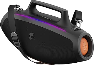 Беспроводная портативная колонка Skullcandy Barrel Bluetooth Boombox Speaker – водостойкая, с режимом светодиодной подсветки, 12 часами работы от батареи, поддержкой Multi-Link и зарядкой через USB-C и USB-A.