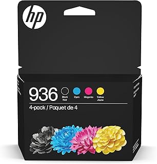 Набор из 4 картриджей HP 936 с черными, голубыми, пурпурными и желтыми чернилами | Совместим с принтерами OfficeJet 9120, OfficeJet Pro 9110, 9120, 9130, Wide Format 9730 | Подходит для программы Instant Ink | 6C3Z5LN