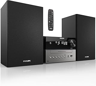 Домашняя стереосистема Philips Bluetooth с CD-плеером, беспроводной потоковой передачей, MP3, USB, аудиовходом, FM-радио, мощностью 15 Вт, микросистема для воспроизведения музыки.