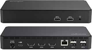 Док-станция Kensington SD4760P 11-в-1 USB-C для трех мониторов DisplayLink, 3xHDMI, зарядка 100 Вт для ноутбука, 6xUSB A, Ethernet, аудио, для Mac и Windows. Требуется драйвер K33622NA.