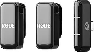 Беспроводной микрофон RØDE Wireless Micro — компактный беспроводной микрофон, два микрофона с зарядным кейсом для создания контента на смартфоне — USB-C, черный.