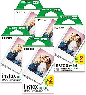 Пленка Fujifilm Instax Mini 100 для моментальных фотокамер Fuji 7S 8 25 50S 90 300, Share SP-1 белого цвета, упаковка из 5 штук.