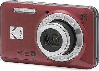 Цифровая фотокамера KODAK PIXPRO FZ55-RD 16 Мп, 5-кратный оптический зум, широкоугольный объектив 28 мм, видео Full HD 1080P, 2,7-дюймовый ЖК-экран, камера для видеоблогинга (красная). Упаковка может отличаться.