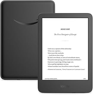 Amazon Kindle 16 ГБ (новейшая модель) — самый легкий и компактный Kindle, теперь с более быстрой перелистыванием страниц и более высоким коэффициентом контрастности для улучшенного чтения — без рекламы на экране блокировки — черный