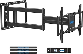 Настенное крепление для телевизора Mounting Dream с длинным кронштейном подходит для большинства телевизоров от 42 до 90 дюймов, имеет выдвижную конструкцию, поворотное и наклонное крепление на 40 дюймов, обеспечивает полную свободу движений, подходит для максимального стандарта VESA 800x400 мм, выдерживает нагрузку до 150 фунтов и подходит для стоек 16”, 18”, 24”.