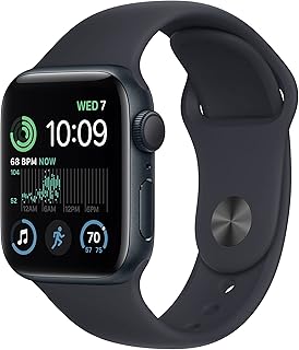 Apple Watch SE (2-го поколения) (GPS, 40 мм) — алюминиевый корпус цвета «Полуночный» с спортивным ремешком цвета «Полуночный», размер S/M (восстановленные).