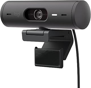 Веб-камера Logitech Brio 501 Full HD с автоматической коррекцией освещения, режимом Show Mode, двумя микрофонами с шумоподавлением, защитной крышкой, совместимостью с Microsoft Teams, Google Meet, Zoom и кабелем USB-C — черная.