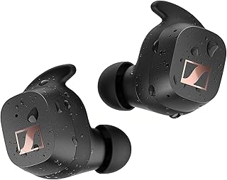 Беспроводные наушники Sennheiser Consumer Audio Sport True Wireless Earbuds — Bluetooth-наушники-вкладыши, воспроизведение музыки и звонки, регулируемая акустика, шумоизоляция, сенсорное управление, защита IP54, 27 часов работы от батареи, черный цвет.