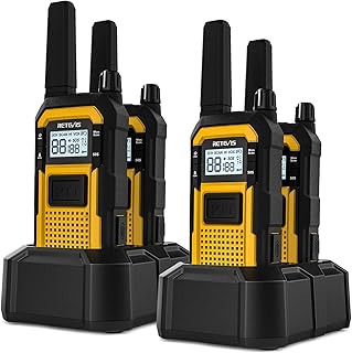 Рации Retevis RB48 повышенной прочности, водонепроницаемые, тройная защита, 2000 мАч, аварийные, для работы на строительной площадке (комплект из 4 штук), желтые.