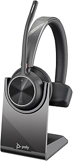 Poly - Voyager 4310 UC Беспроводная гарнитура + зарядная подставка (Plantronics) - Одноушная гарнитура с микрофоном - Подключение к ПК/Mac через Bluetooth-адаптер USB-A, к мобильному телефону через Bluetooth - Совместимость с Teams, Zoom и другими программами